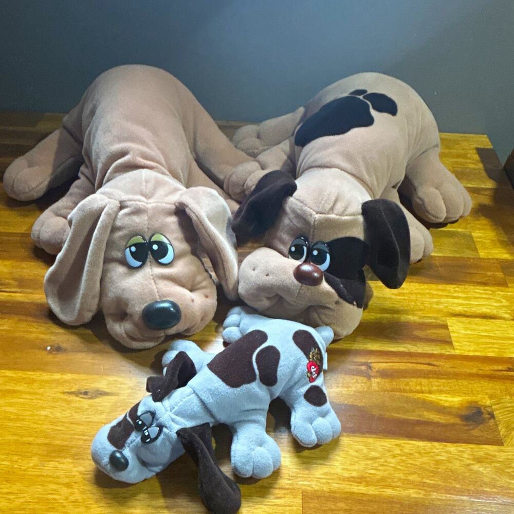 Pound Puppies Plush Stuffed Animal Lot 3 Dogs, Vintage 1980s